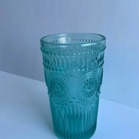 The Pioneer Woman NWOT Vintage Style Blue Glass Hobnail Tumbler Set of 4 - Picture 4 of 7